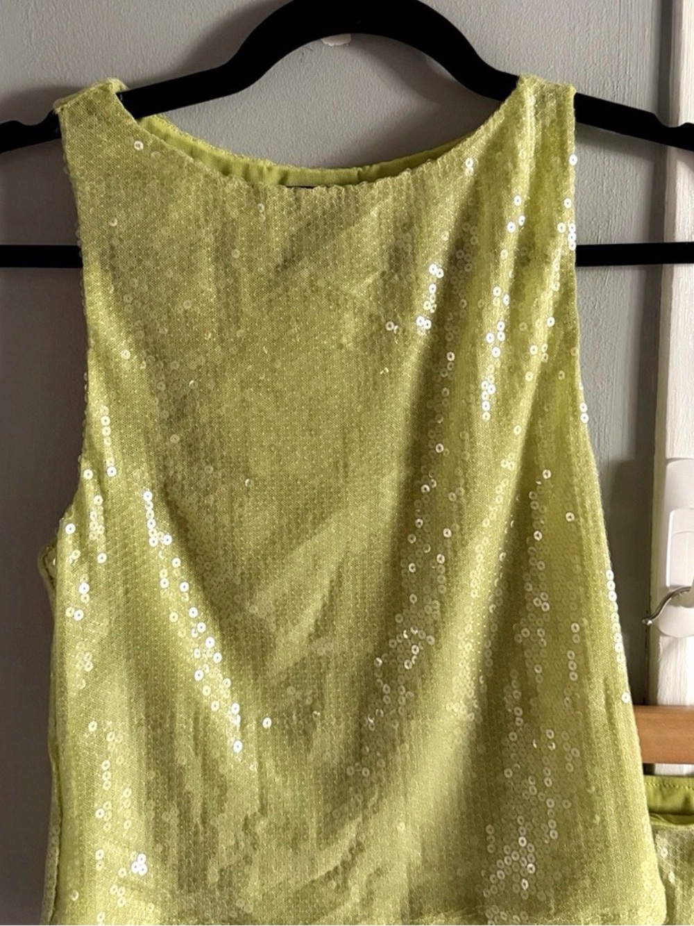 White Fox Boutique Lime Green Sequin Skirt Set - Picture 3 of 5